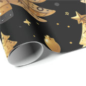 Grappige moderne gouden kerstbomen cadeaupapier (Rol Hoek)