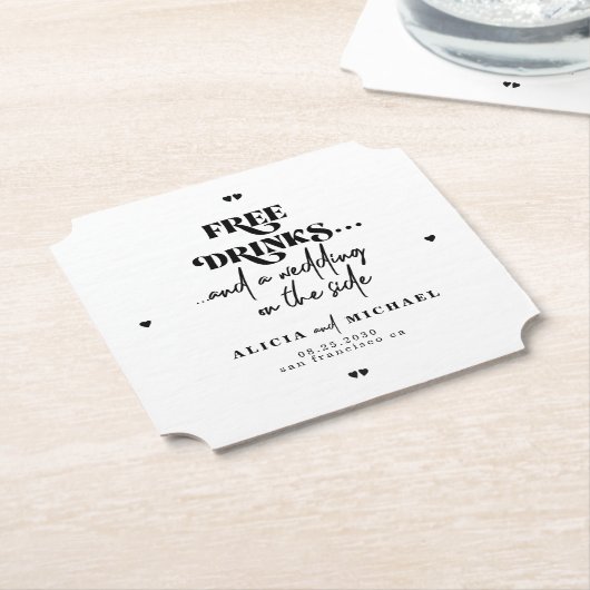 Grappige moderne gratis drinken bruiloft opslaan v kartonnen onderzetters (Gekanteld)