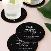 Grappige moderne gratis drinken bruiloft opslaan v kartonnen onderzetters