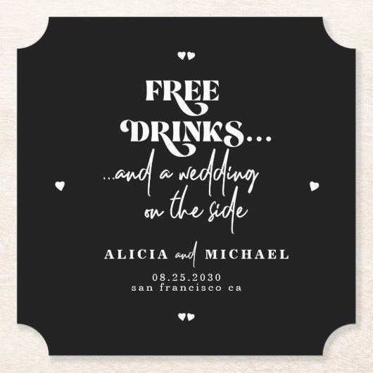 Grappige moderne gratis drinken bruiloft opslaan v kartonnen onderzetters (Voorkant)