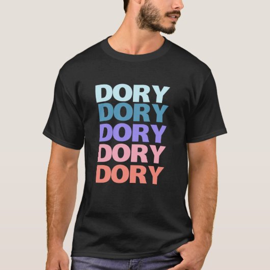 Grappige moderne herhaalde tekst ontwerp Dory T-shirt (Voorkant)
