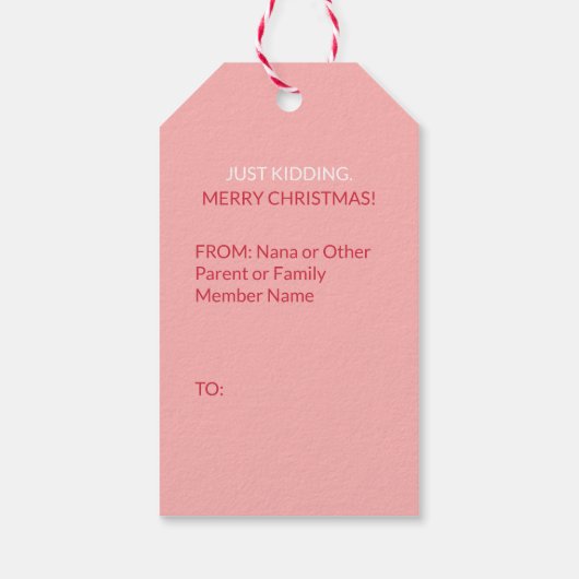 Grappige Moderne Kerstman Sinterklaas Roze Cadeaulabel (Achterkant)