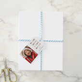 Grappige moderne kleurrijke foto vrolijk kerstfees cadeaulabel (Met Touw)