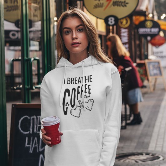 Grappige moderne koffie liefhebber Ik adem koffie  Hoodie