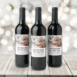 Grappige Moderne Laat Gelukkig Nieuwjaar Foto Vaka Wijn Etiket