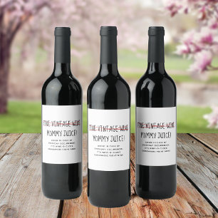 Grappige moderne moeder wijn etiket