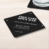 Grappige moderne open bar bruiloft bewaar de datum kartonnen onderzetters (Schuin)