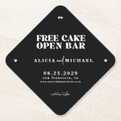 Grappige moderne open bar bruiloft bewaar de datum kartonnen onderzetters (Voorkant)