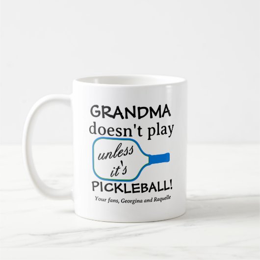 Grappige moderne pickleball oma aangepaste typogra koffiemok (Links)