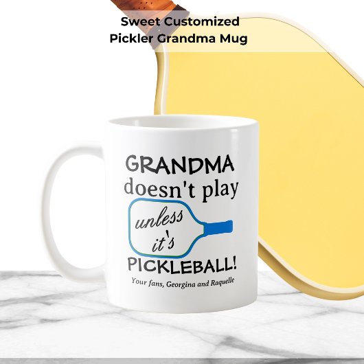 Grappige moderne pickleball oma aangepaste typogra koffiemok
