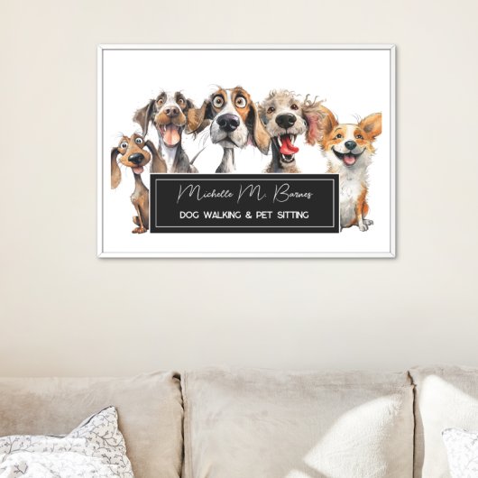 Grappige Moderne Puppy Hond Walker Pet Sitting Poster