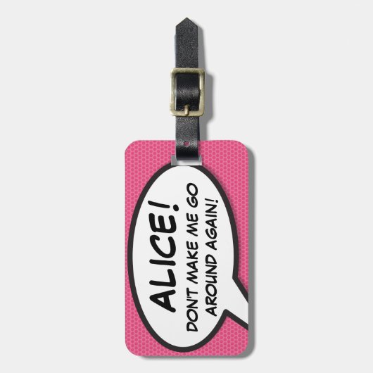 Grappige moderne roze gepersonaliseerde spraak bub bagagelabel (Voorkant verticaal)