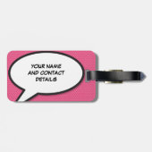 Grappige moderne roze gepersonaliseerde spraak bub bagagelabel (Achterkant horizontaal)
