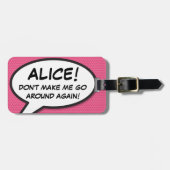 Grappige Moderne Roze Gepersonaliseerde Spreekwolk Bagagelabel (Voorkant horizontaal)
