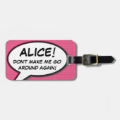 Grappige moderne roze persoonlijk spraakballon bagagelabel (Voorkant horizontaal)