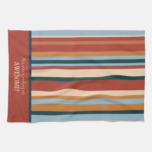 Grappige moderne streep aangepaste wijn citaat theedoek (Horizontaal)