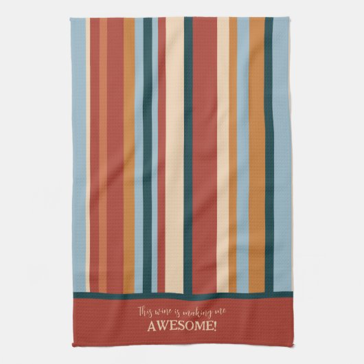 Grappige moderne streep aangepaste wijn citaat theedoek (Verticaal)