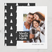 Grappige moderne typografie covid christusmasker f feestdagenkaart (Voorkant / Achterkant)