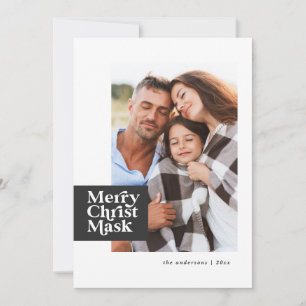 Grappige moderne typografie covid christusmasker f feestdagenkaart