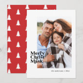 Grappige moderne typografie covid christusmasker f feestdagenkaart (Voorkant / Achterkant)
