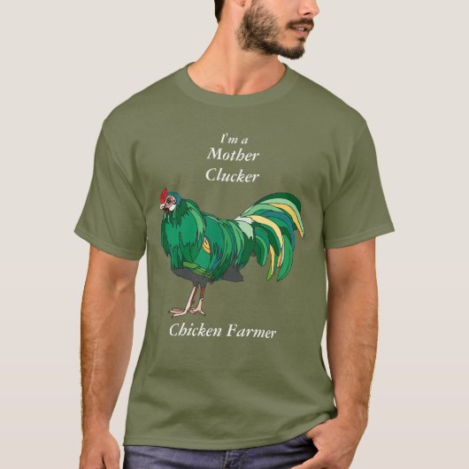 Grappige moeder Clucker Kip Boer Groene Kip T-shirt (Voorkant)