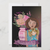 Grappige moeder dochter Waterverf Flowers Feestdagenkaart (Voorkant)