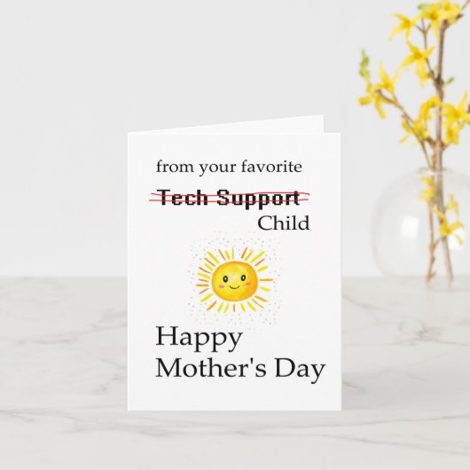 Grappige moeder grap Kaart Moederdag favoriete kin (Gele Bloem)