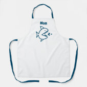 Grappige Moeder Haai Blauw Wit Keuken Schort (Voorkant)