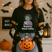 Grappige moeder Halloween monster heeft koffie nod T-shirt