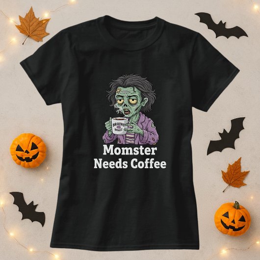 Grappige moeder Halloween monster heeft koffie nod T-shirt