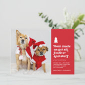 Grappige moeder heeft ons gemaakt | Meervoud Huisd Feestdagenkaart (Staand voorkant)