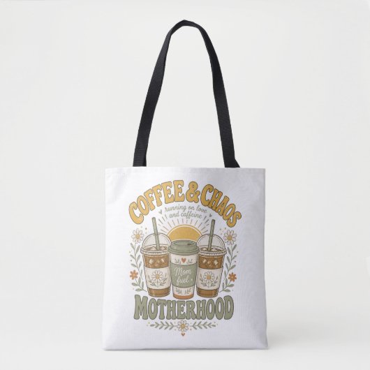 Grappige Moeder Koffie Bloem Illustratie Tote Bag (Voorkant)