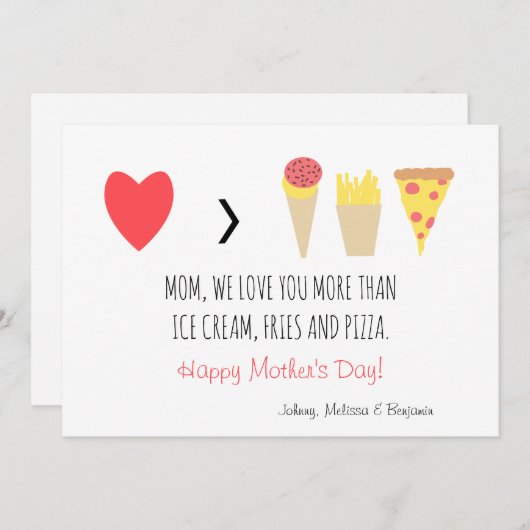 Grappige Moeder Liefde Je Meer Rode Hart Moederdag Feestdagenkaart (Voorkant / Achterkant)