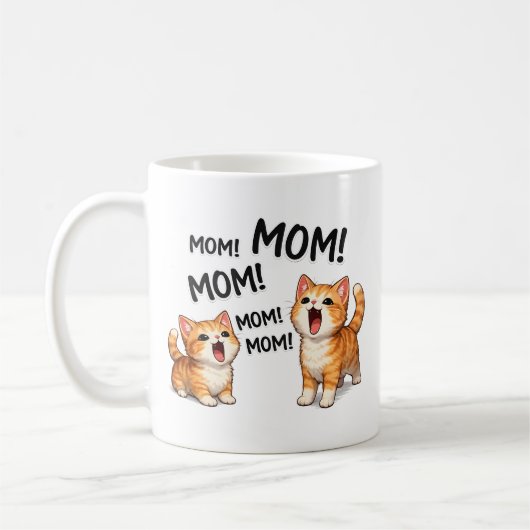 Grappige MOEDER! MOEDER! MOEDER Oranje Tabby Kitte Koffiemok (Links)