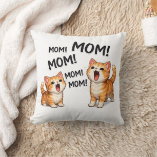 Grappige MOEDER! MOEDER! MOEDER Sinaasappel Tabby Kussen