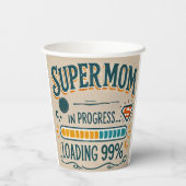Grappige moeder Paper Cup - Supermom in uitvoering Papieren Bekers (Achterkant)