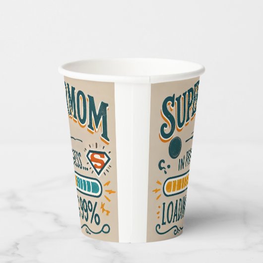 Grappige moeder Paper Cup - Supermom in uitvoering Papieren Bekers (Rechts)