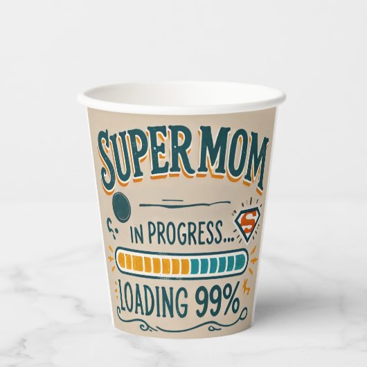 Grappige moeder Paper Cup - Supermom in uitvoering Papieren Bekers (Voorkant)