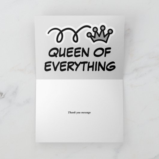 Grappige Moederdag kaart - Koningin van alles (Binnen)