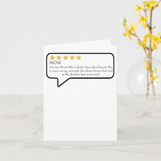 Grappige Moederdag Kaart, Mam Review Kaart (Gele Bloem)