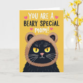 Grappige Moederdag kaart met kat (Gele Bloem)