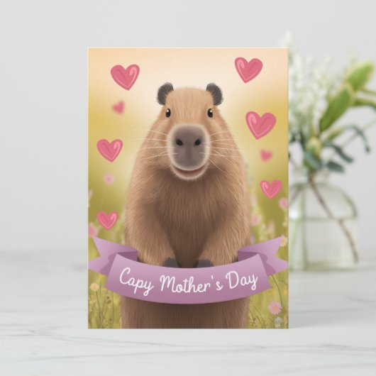 Grappige Moederdag kaart Mum Schattigee Capybara G (Staand voorkant)