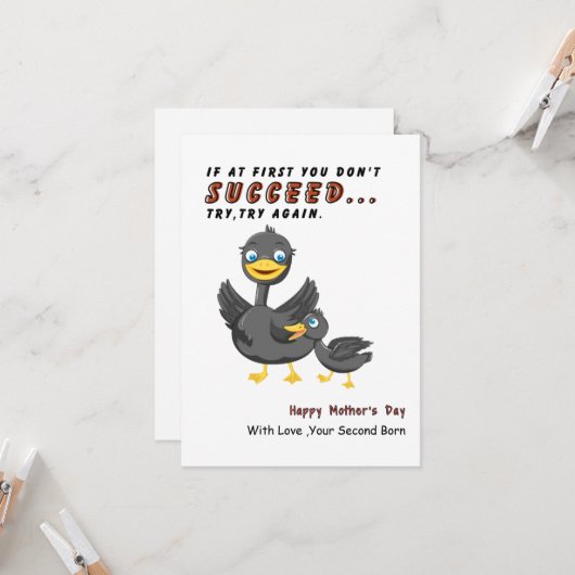 Grappige Moederdag Kaart van kind, eendenliefhebbe (Voorkant / Achterkant in situ)