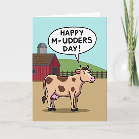 Grappige Moederdag kaart voor koeienmoeder (Voorkant)