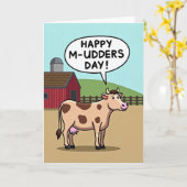 Grappige Moederdag kaart voor koeienmoeder (Gele Bloem)