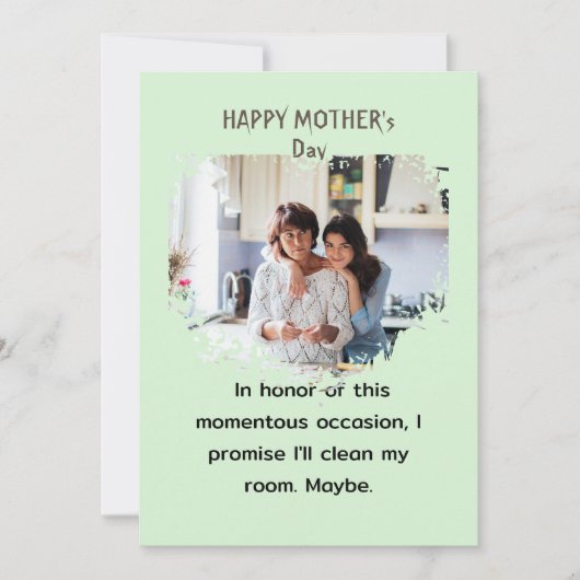 Grappige Moederdag Van Dochter Hart foto Feestdagenkaart (Voorkant)