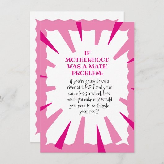 Grappige Moederdag Wiskunde Probleem Kaart (Voorkant / Achterkant)