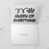 Grappige Moederdagkaart - Koningin van alles Kaart (Binnen)