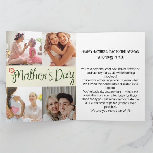 Grappige Moederdagkaart: Supermam Uitgave Kaart (Binnen)