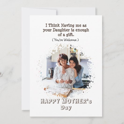 Grappige Moederdagkaart van dochter Feestdagenkaart (Voorkant)